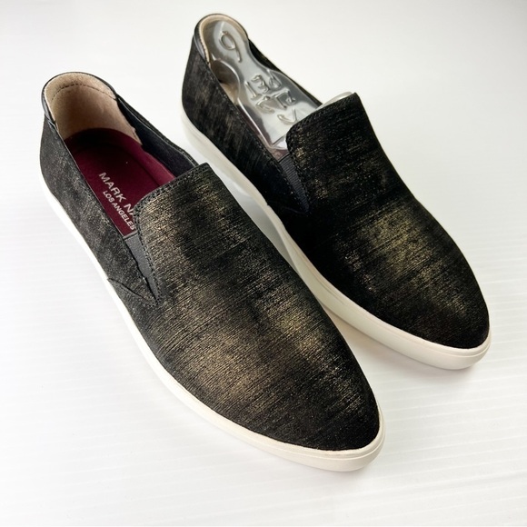 Mark Nason Los Angeles  Sneaker Women's 6 Slip On Holiday Black Gold Shoes - Picture 2 of 12
